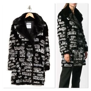 NEW! Moschino Couture Faux Fur Long Over Coat size 8 US/42 IT
